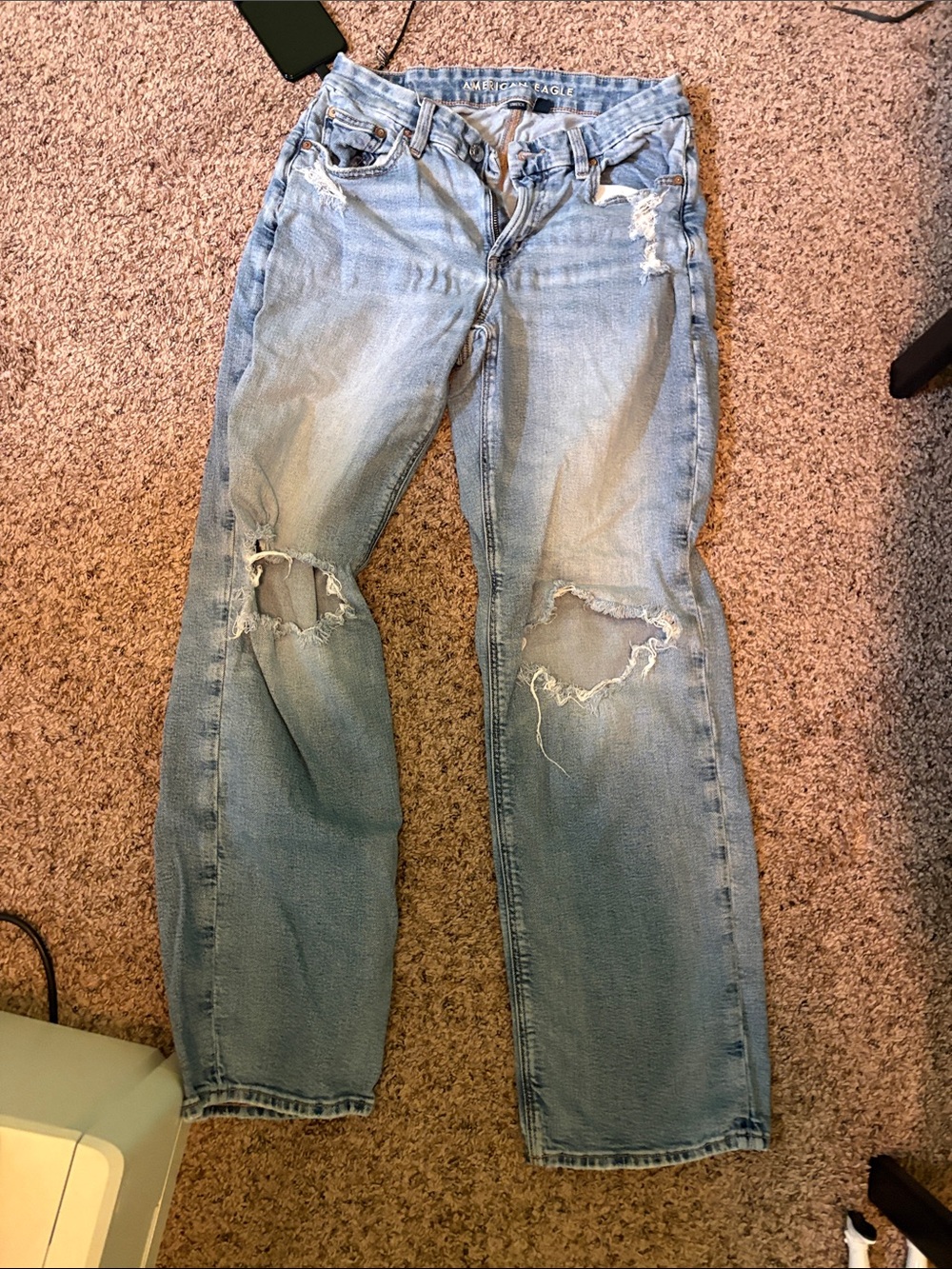 American Eagle Outfitters Light Wash Distressed Straight Jeans